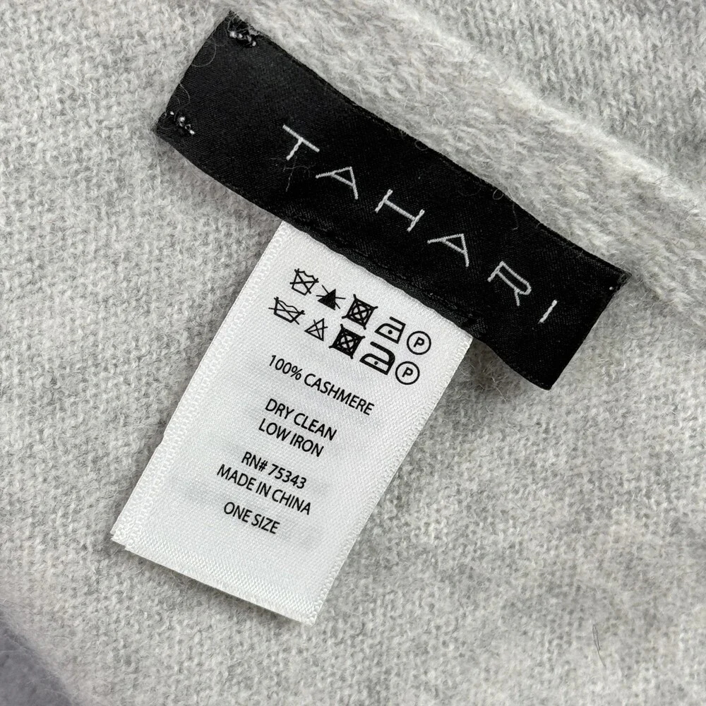 Tahari Womens One Size Heather Gray Scarf 100% Cashmere Winter Soft Wrap Knit